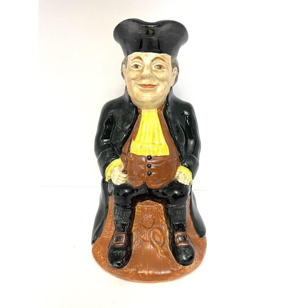 Benjamin Franklin Pitcher Ceramic 11"Large Vtg History Flower Vase Hand Painted
